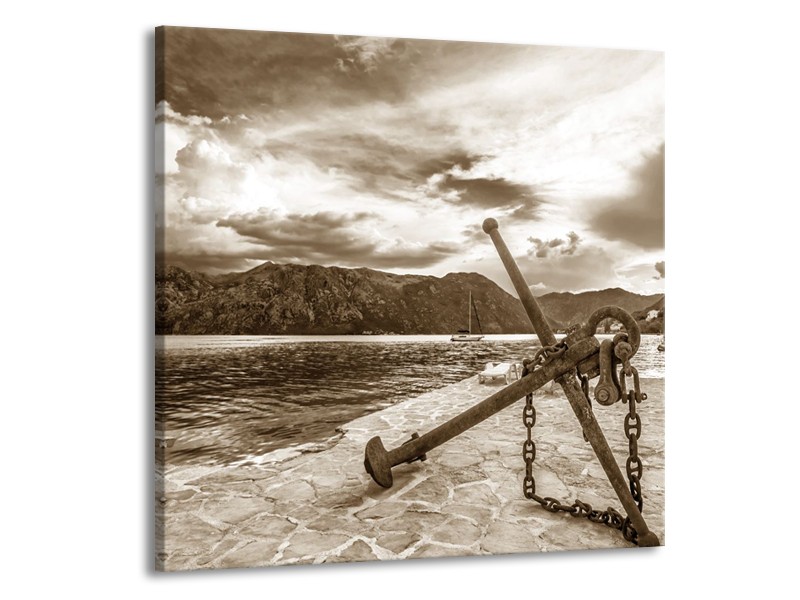 Glasschilderij Anker | Sepia | 50x50cm 1Luik