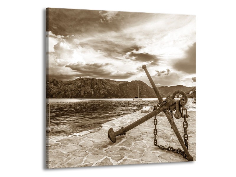 Glasschilderij Anker | Sepia | 70x70cm 1Luik