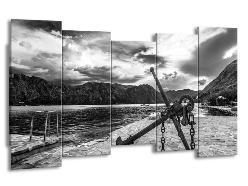 Glasschilderij Anker | Grijs, Zwart, Wit | 150x80cm 5Luik