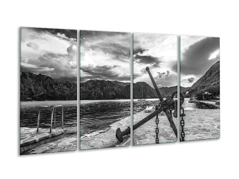 Glasschilderij Anker | Grijs, Zwart, Wit | 160x80cm 4Luik