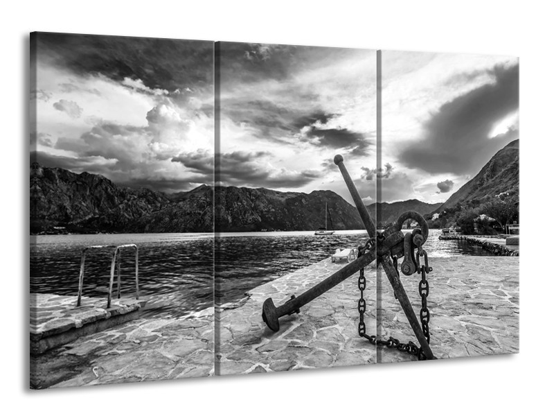 Glasschilderij Anker | Grijs, Zwart, Wit | 165x100cm 3Luik