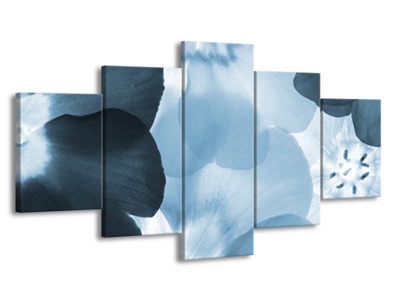 Glasschilderij Bloem | Blauw | 150x80cm 5Luik