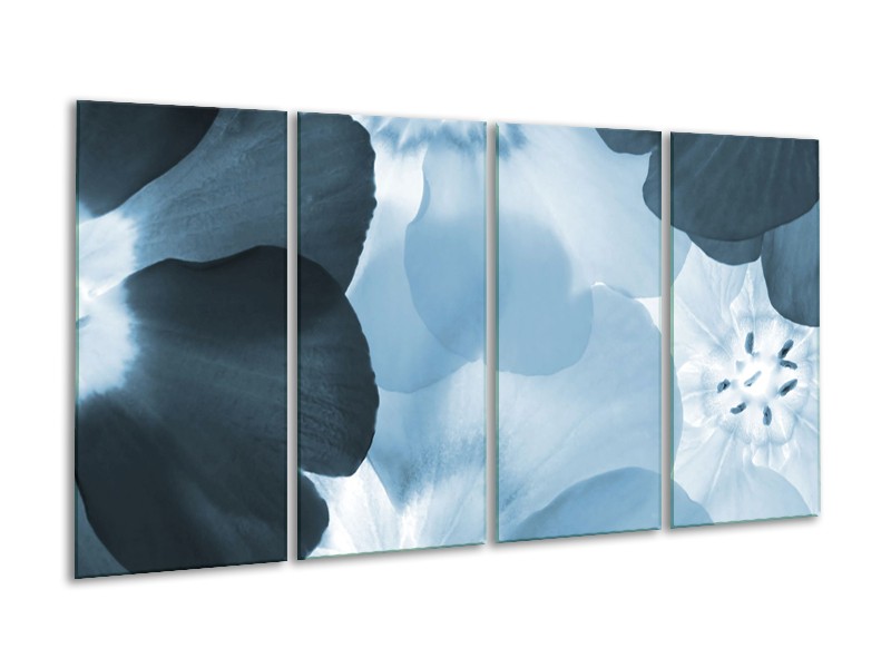 Glasschilderij Bloem | Blauw | 160x80cm 4Luik