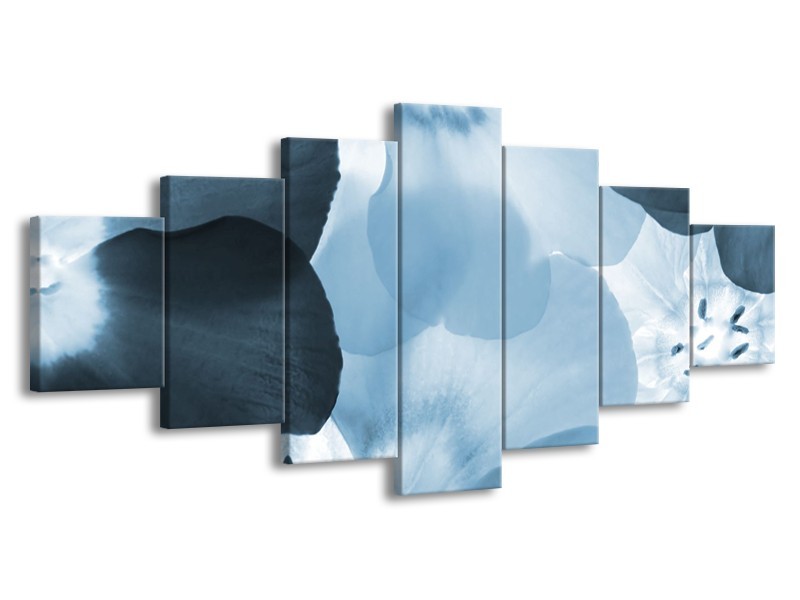 Canvas Schilderij Bloem | Blauw | 210x100cm 7Luik