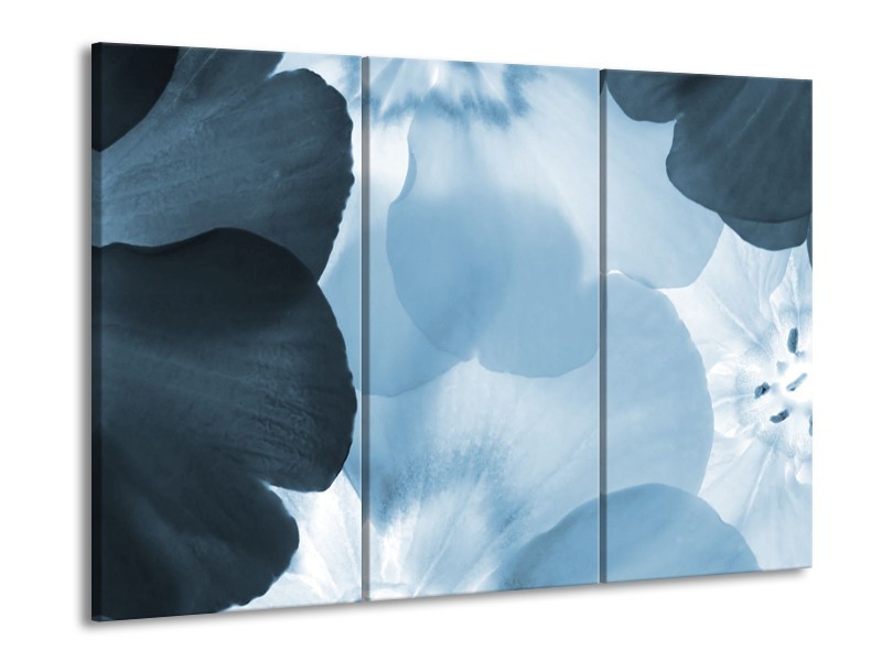 Glasschilderij Bloem | Blauw | 60x90cm 3Luik