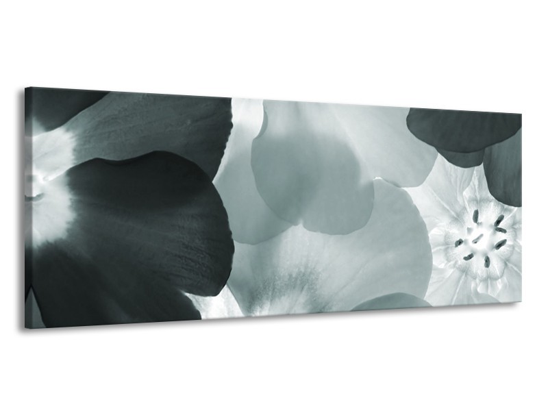 Canvas Schilderij Bloem | Grijs, Groen | 145x58cm 1Luik