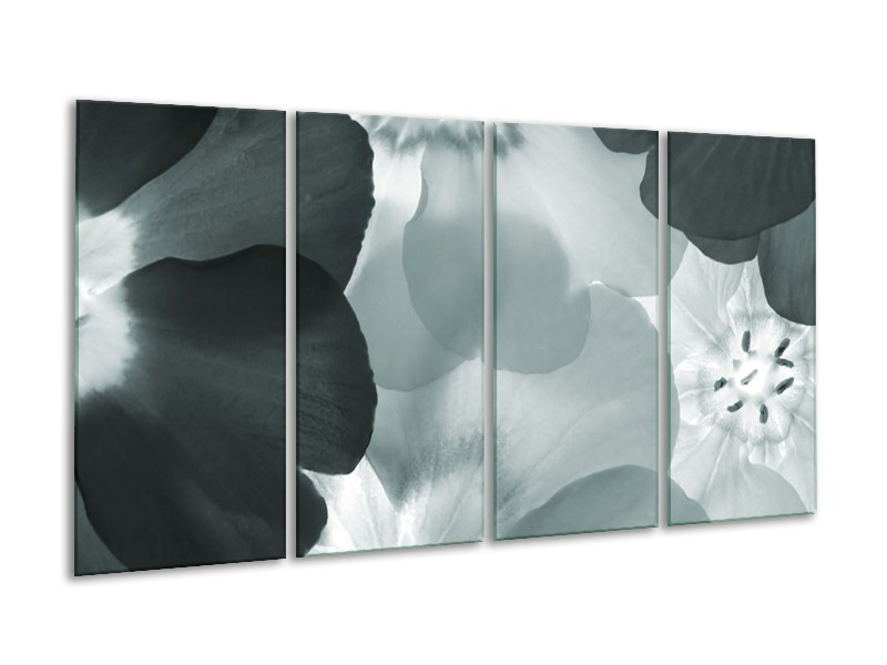 Glasschilderij Bloem | Grijs, Groen | 160x80cm 4Luik