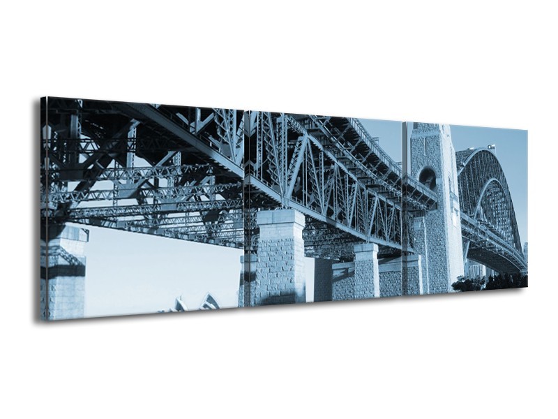Glasschilderij Steden | Blauw | 150x50cm 3Luik