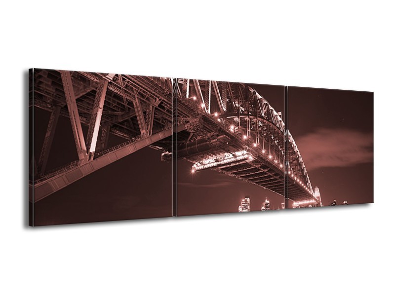 Glasschilderij Steden, Brug | Bruin, Rood | 150x50cm 3Luik