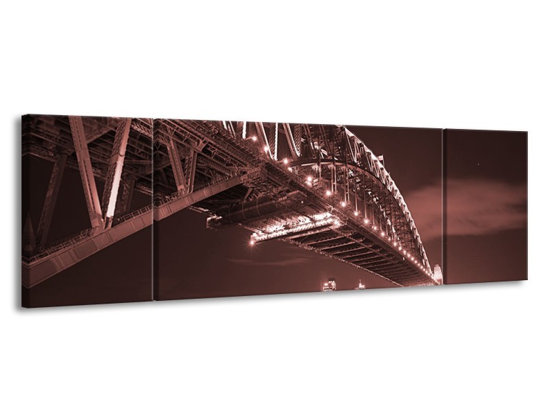 Glasschilderij Steden, Brug | Bruin, Rood | 170x50cm 3Luik