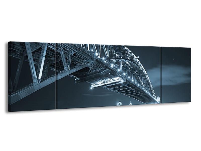 Glasschilderij Steden, Brug | Blauw | 170x50cm 3Luik