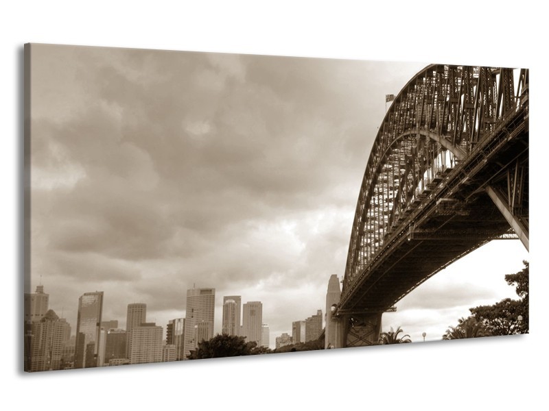 Canvas Schilderij Steden, Brug | Sepia | 190x100cm 1Luik