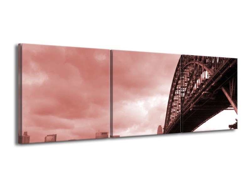 Glasschilderij Steden, Brug | Bruin, Rood | 150x50cm 3Luik