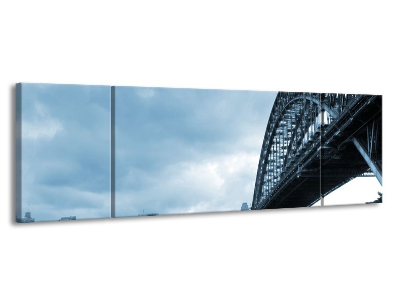 Glasschilderij Steden, Brug | Blauw | 170x50cm 3Luik