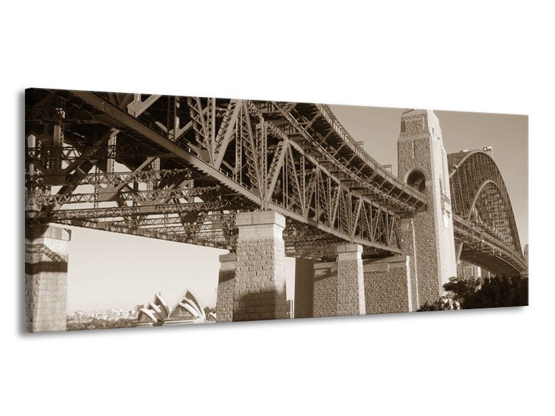 Canvas Schilderij Steden, Brug | Sepia | 145x58cm 1Luik