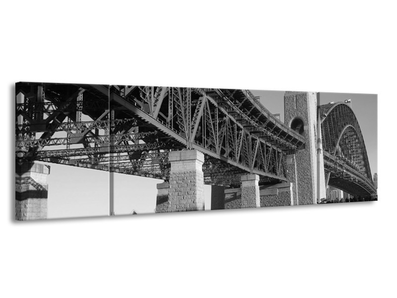 Glasschilderij Steden, Brug | Zwart, Grijs | 170x50cm 3Luik