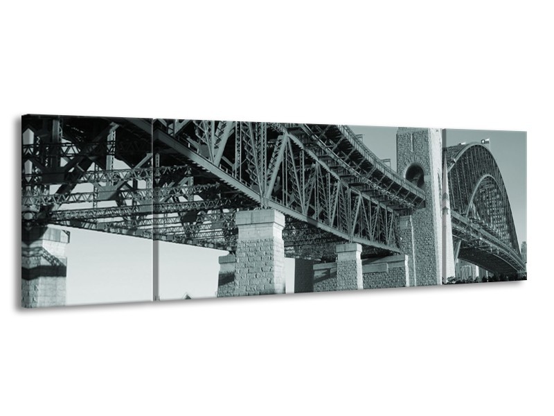 Glasschilderij Steden, Brug | Grijs, Groen | 170x50cm 3Luik