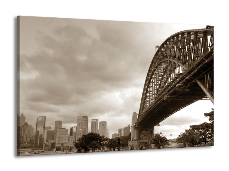 Glasschilderij Steden, Brug | Sepia | 140x90cm 1Luik