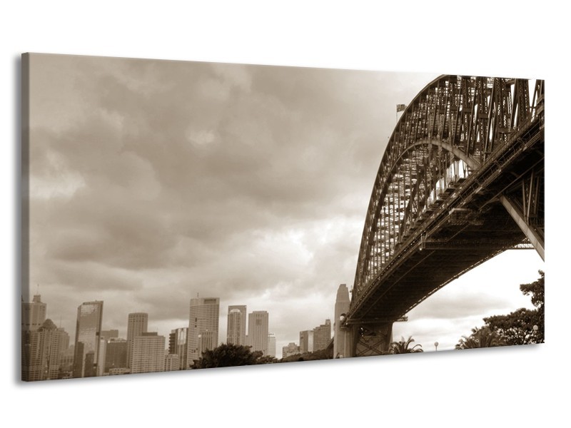 Canvas Schilderij Steden, Brug | Sepia | 170x90cm 1Luik