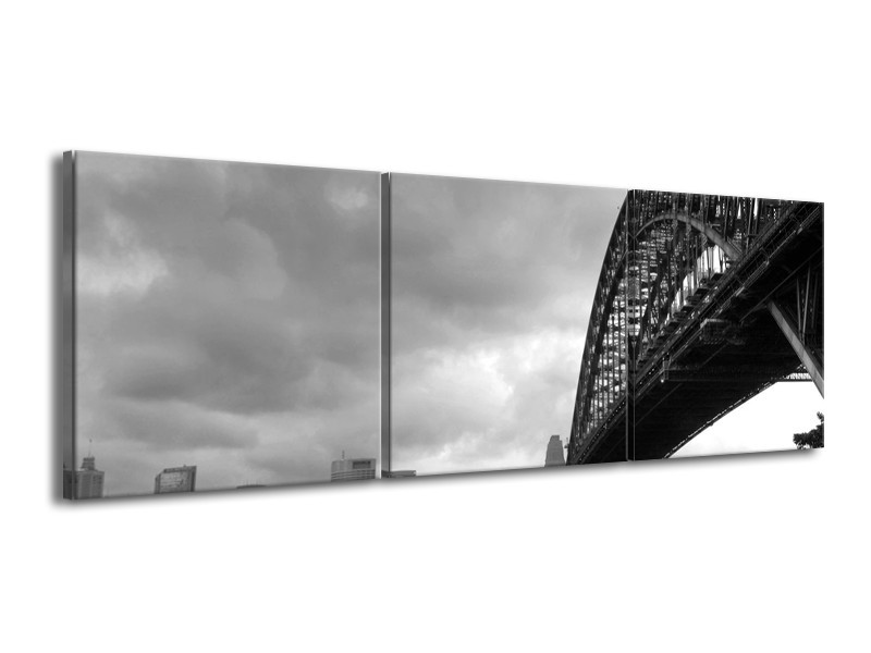 Glasschilderij Steden, Brug | Zwart, Grijs | 150x50cm 3Luik