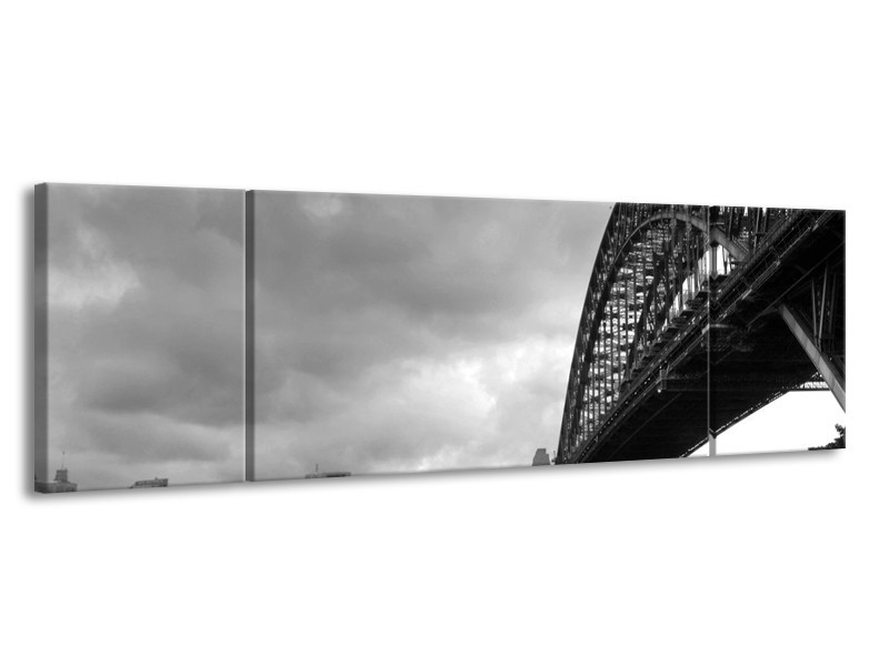 Glasschilderij Steden, Brug | Zwart, Grijs | 170x50cm 3Luik