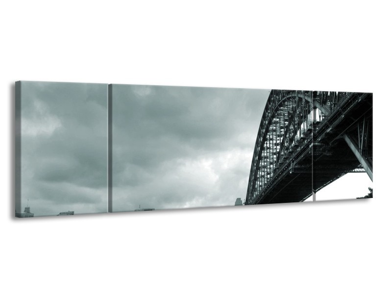 Glasschilderij Steden, Brug | Grijs, Groen | 170x50cm 3Luik