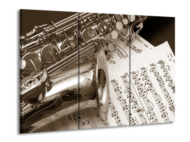 Glasschilderij Muziek | Sepia | 60x90cm 3Luik