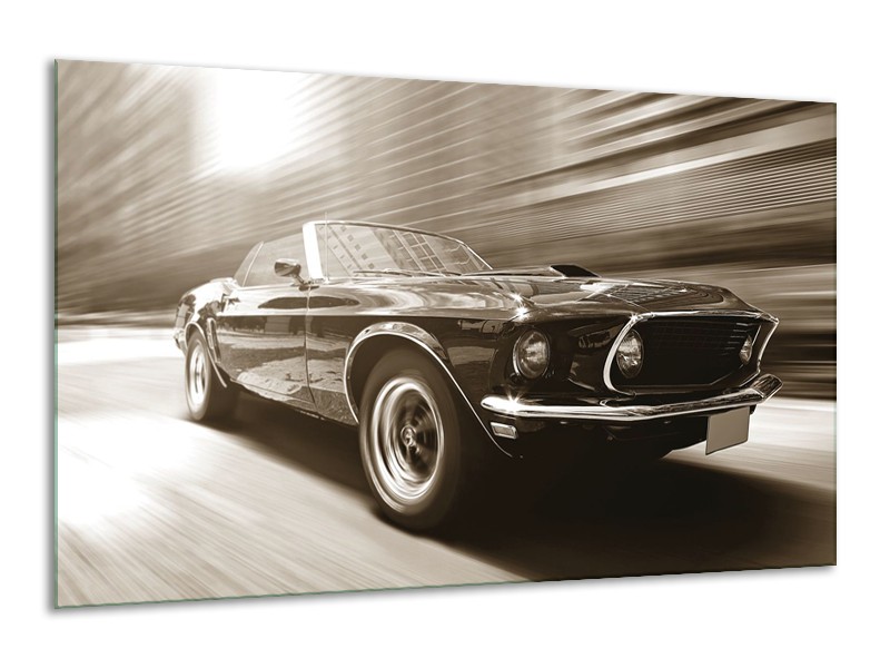 Canvas Schilderij Muziek, Mustang | Sepia | 120x70cm 1Luik