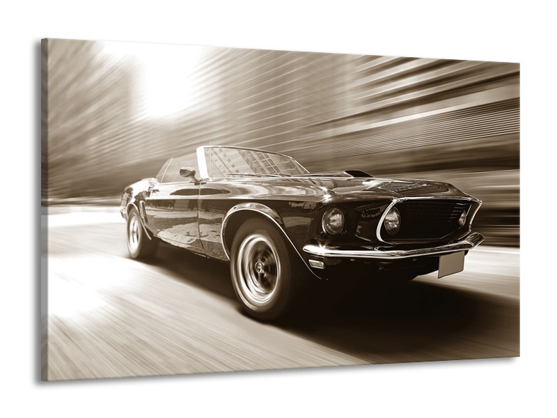 Canvas Schilderij Muziek, Mustang | Sepia | 140x90cm 1Luik