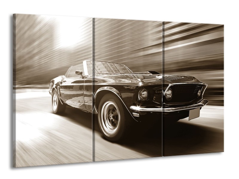 Canvas Schilderij Muziek, Mustang | Sepia | 165x100cm 3Luik