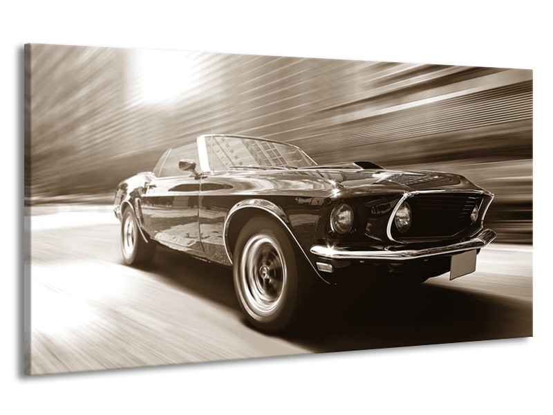 Canvas Schilderij Muziek, Mustang | Sepia | 190x100cm 1Luik