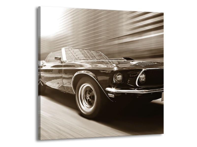 Canvas Schilderij Muziek, Mustang | Sepia | 50x50cm 1Luik