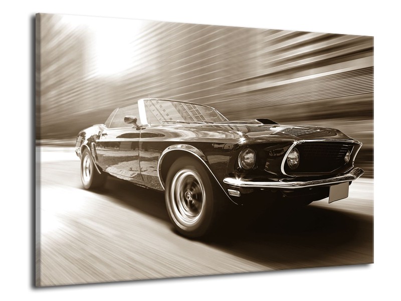 Canvas Schilderij Muziek, Mustang | Sepia | 70x50cm 1Luik