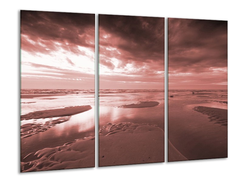 Glasschilderij Zee | Bruin, Rood | 120x80cm 3Luik