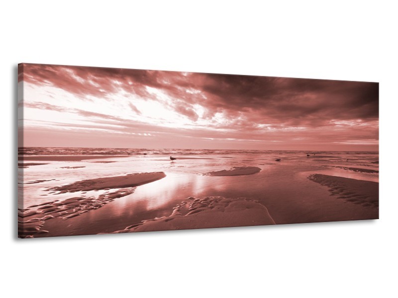 Canvas Schilderij Zee | Bruin, Rood | 145x58cm 1Luik