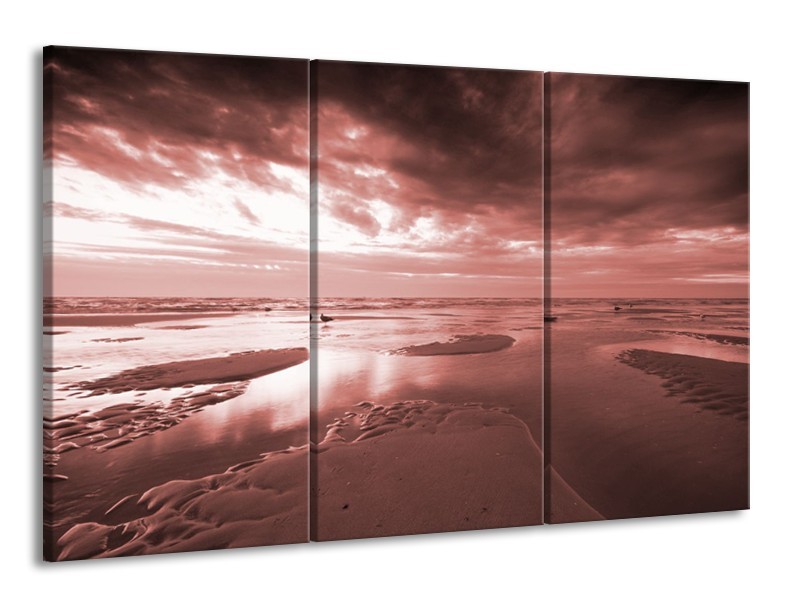 Glasschilderij Zee | Bruin, Rood | 165x100cm 3Luik