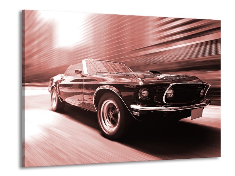 Canvas Schilderij Auto, Mustang | Bruin, Rood | 100x70cm 1Luik