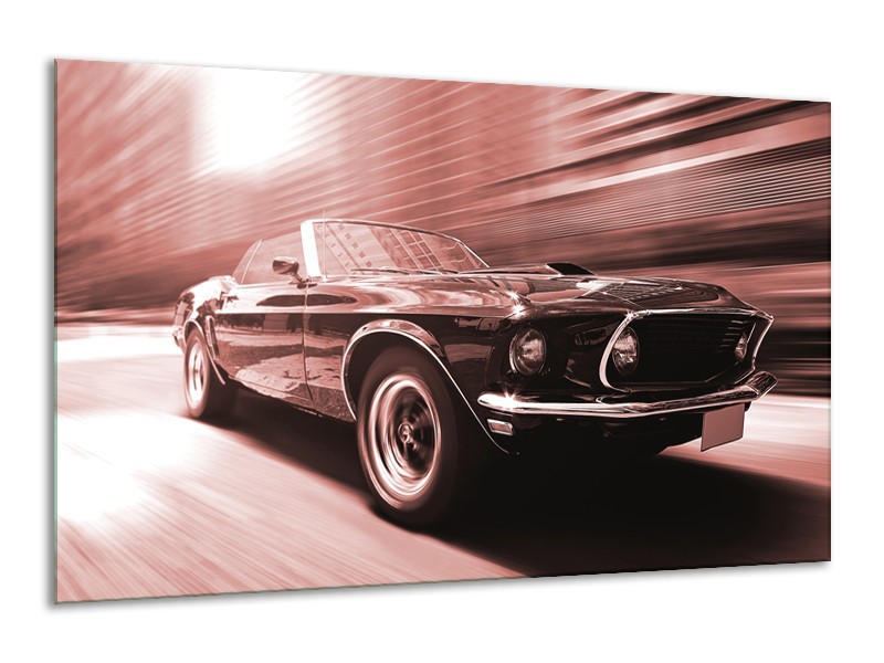 Glasschilderij Auto, Mustang | Bruin, Rood | 120x70cm 1Luik