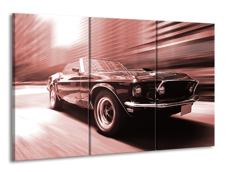 Glasschilderij Auto, Mustang | Bruin, Rood | 165x100cm 3Luik