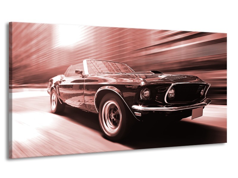Canvas Schilderij Auto, Mustang | Bruin, Rood | 170x90cm 1Luik