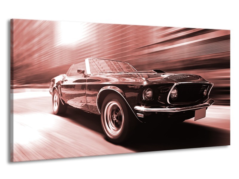 Canvas Schilderij Auto, Mustang | Bruin, Rood | 190x100cm 1Luik