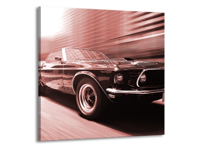 Canvas Schilderij Auto, Mustang | Bruin, Rood | 50x50cm 1Luik