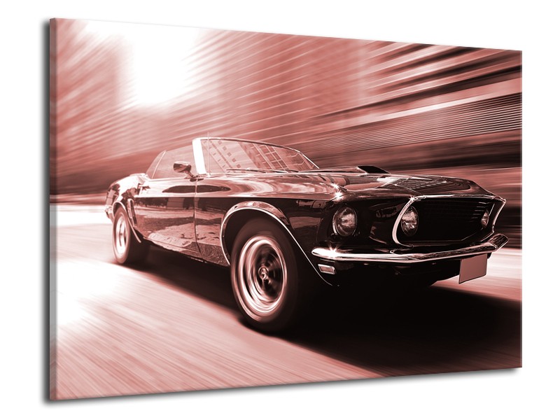 Glasschilderij Auto, Mustang | Bruin, Rood | 70x50cm 1Luik