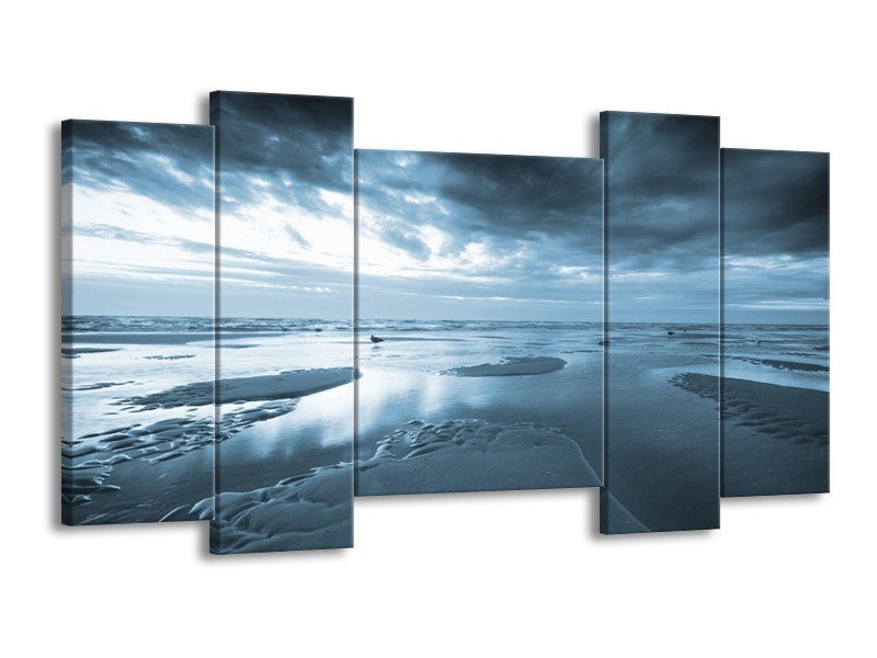 Glasschilderij Zee | Blauw | 120x65cm 5Luik