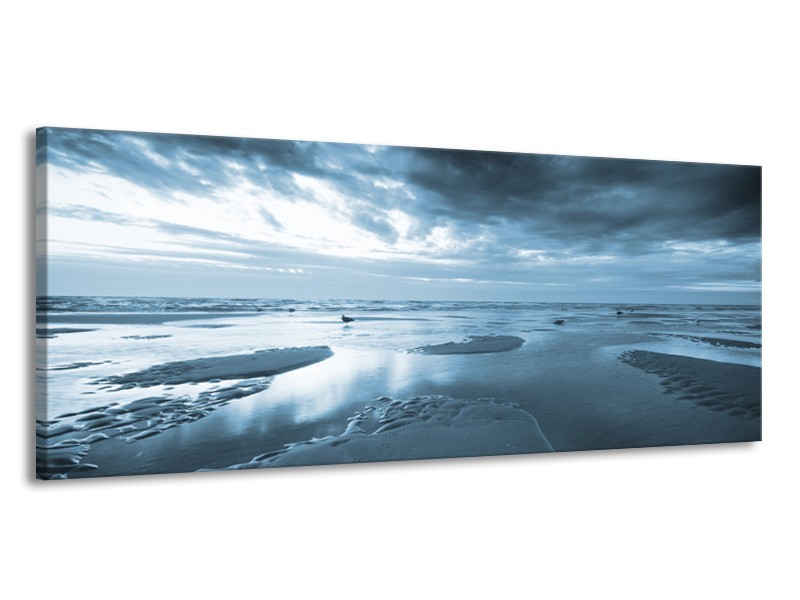 Canvas Schilderij Zee | Blauw | 145x58cm 1Luik