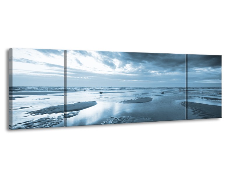 Glasschilderij Zee | Blauw | 170x50cm 3Luik