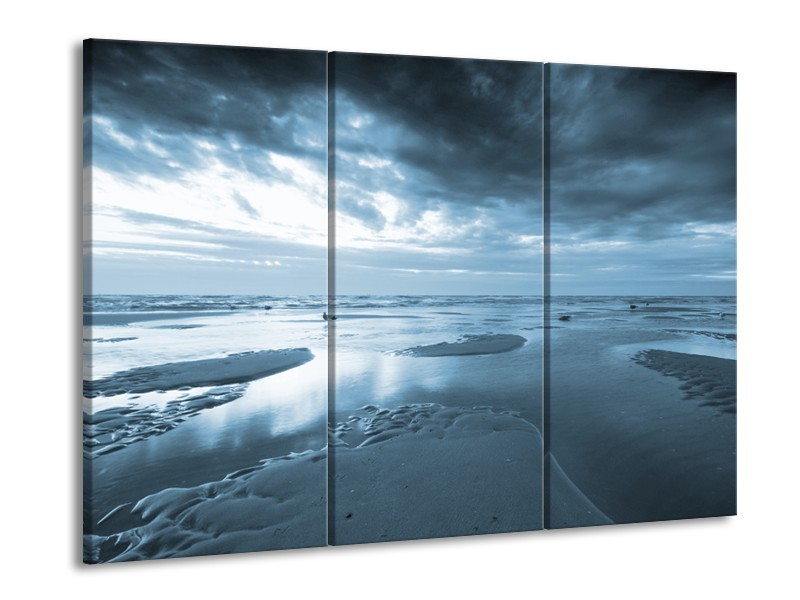 Glasschilderij Zee | Blauw | 60x90cm 3Luik