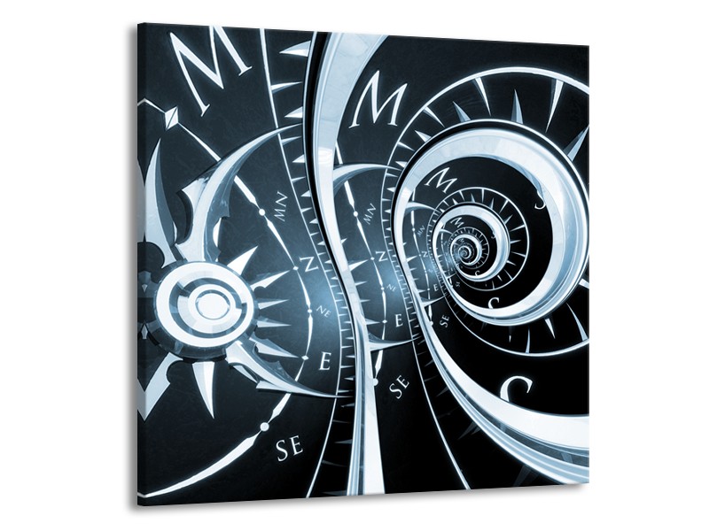Canvas Schilderij Abstract | Zwart, Blauw | 50x50cm 1Luik