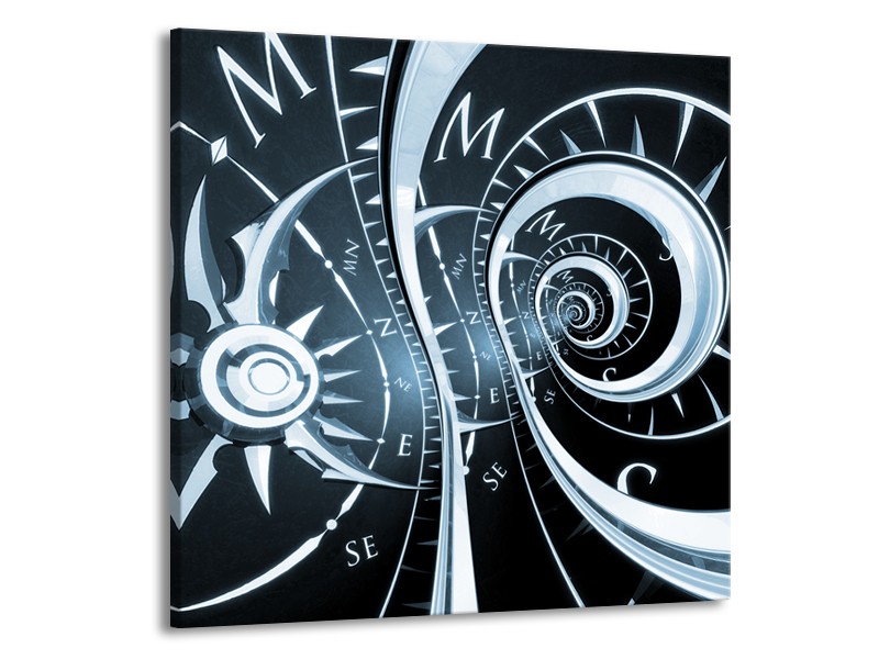 Canvas Schilderij Abstract | Zwart, Blauw | 70x70cm 1Luik