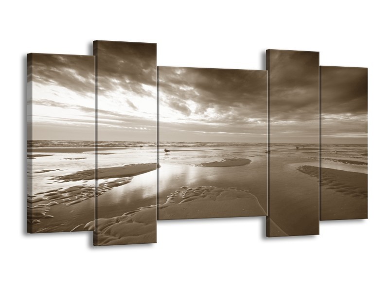 Glasschilderij Zee | Sepia | 120x65cm 5Luik